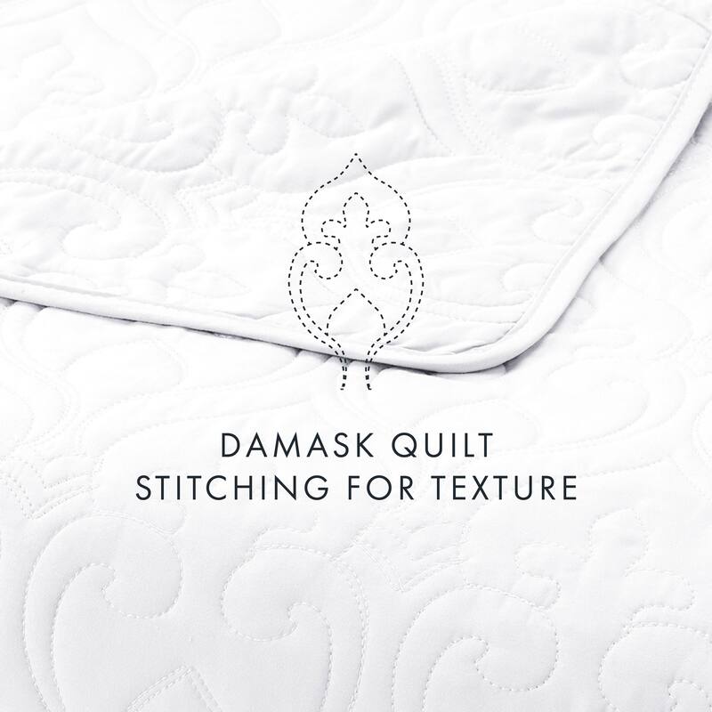 Soft Essentials Premium Ultra Soft Damask Pattern Quilted Coverlet Set