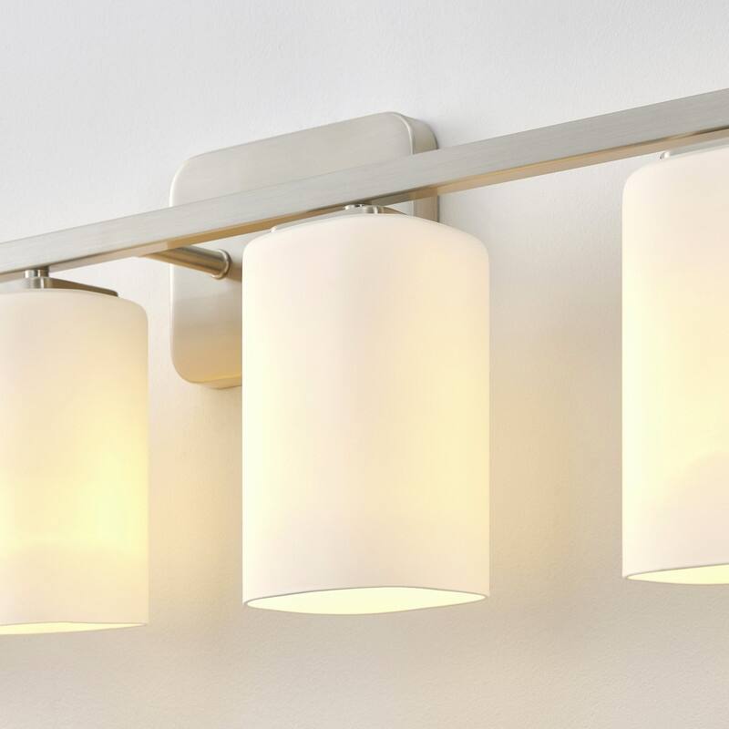 KAWOTI Modern & Contemporary Vanity Light with Frosted Glass Shade - 4-Light(W28.5'')