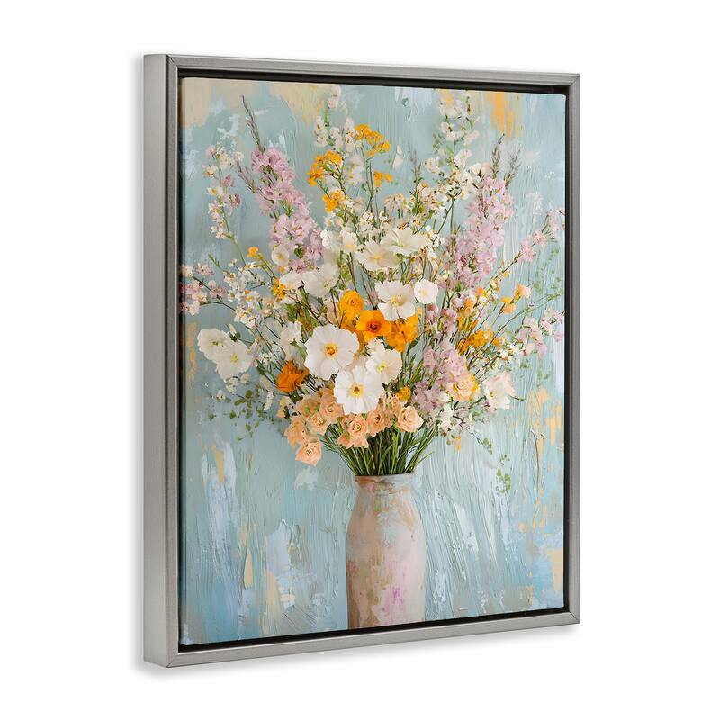 Stupell Orange & White Flower Arrangement Framed Floater Canvas Wall Art Design By Franklyn Gregory