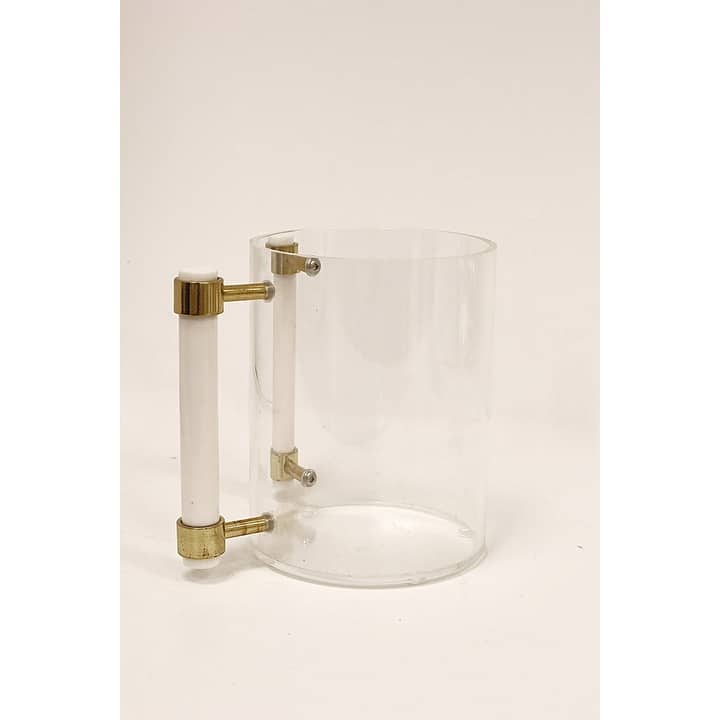 Acrylic Wash Cup with White/Clear/Marble/Black Handles - White Handles