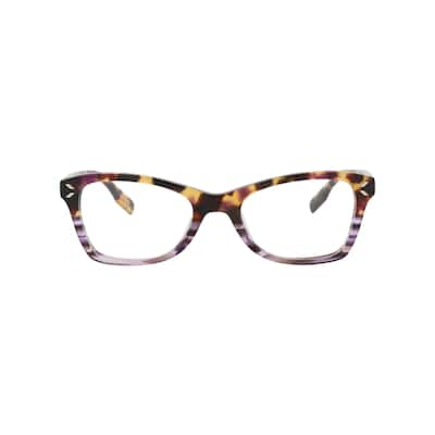 McQ Alexander McQueen Square-Frame Acetate Optical Frames, Transparent Lens, Shiny Block Purple Havana/Striped Violet Frame
