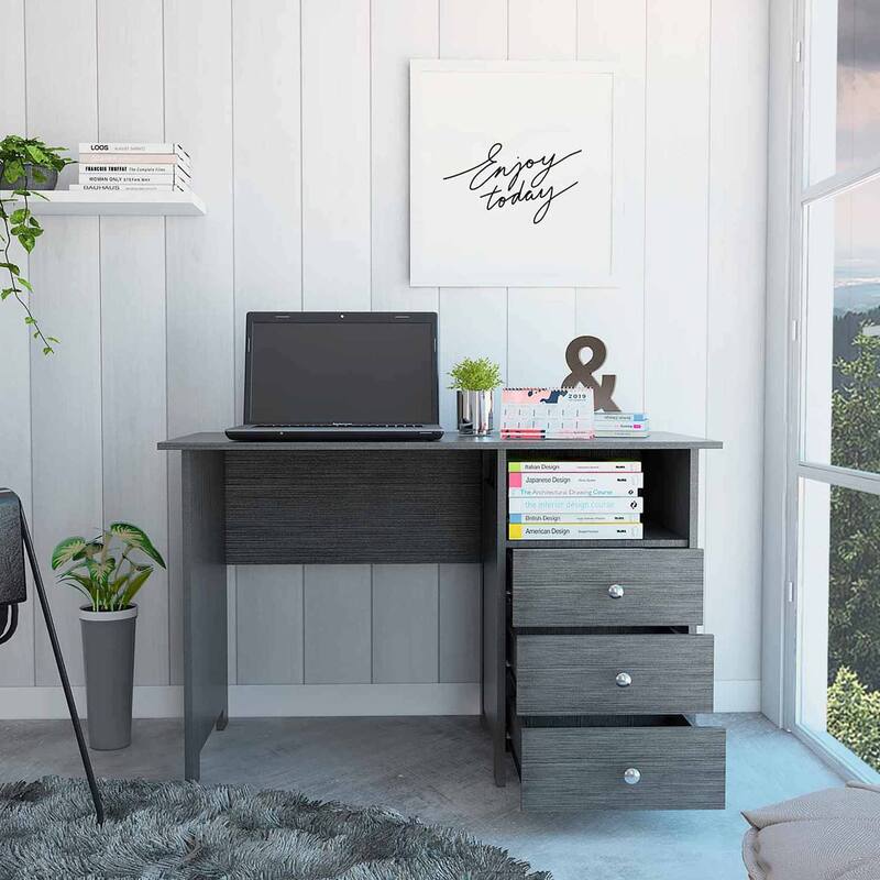 Nory Black Three Drawers Computer Desk