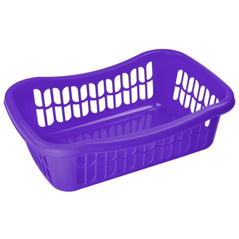 Large Plastic Storage Basket for Kitchen Pantry, Kids Room, Office - Purple