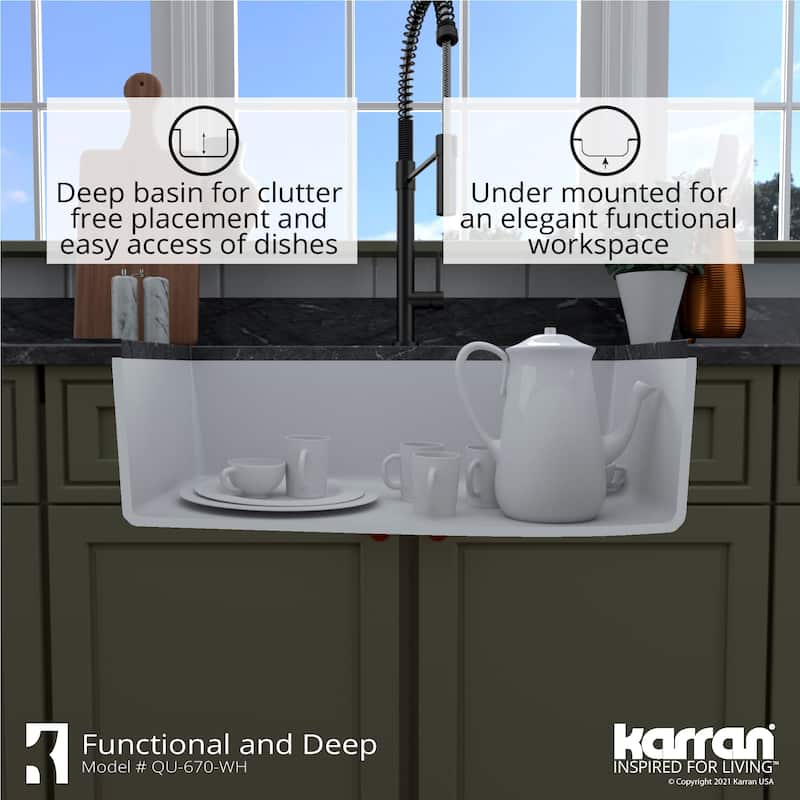 Karran Undermount Quartz 32 in. Single Bowl Kitchen Sink Kit