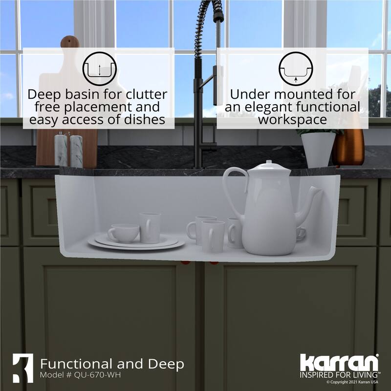 Karran Undermount Quartz 32 in. Single Bowl Kitchen Sink Kit