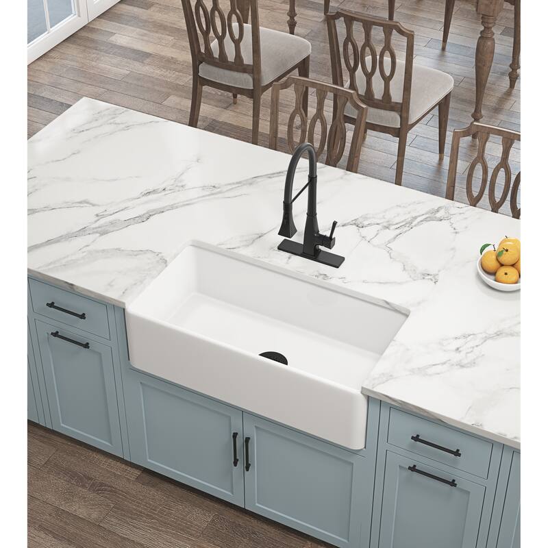 Farmhouse Sink Deep Apron Sink Undermount Kitchen Sink Single Farm Sink - White