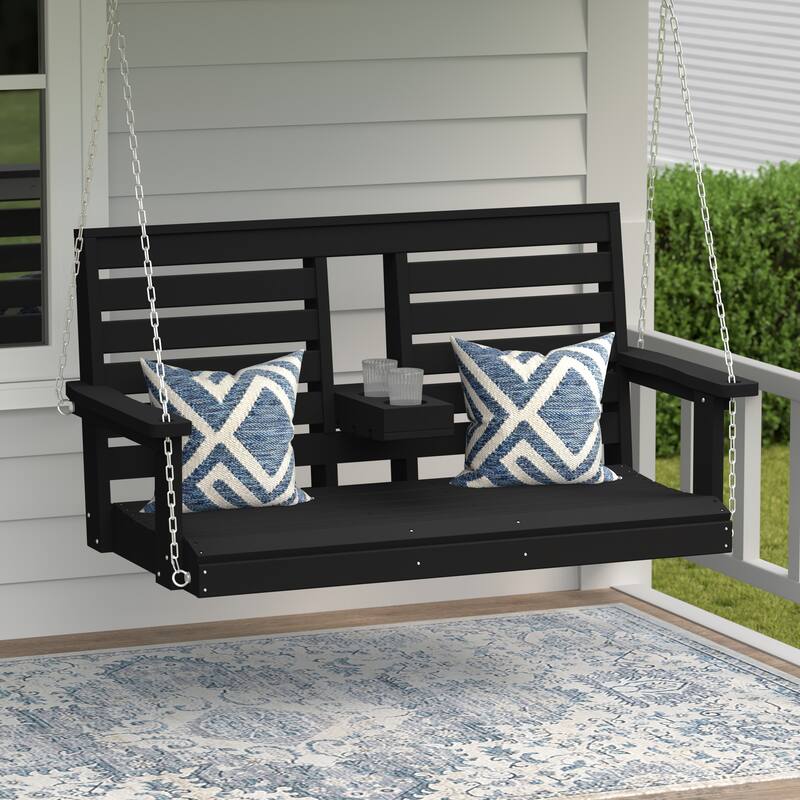 Nashville Poly 54 Inch Porch Swing with Folding Cup Holder