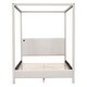 preview thumbnail 36 of 39, Canvas-upholstered Canopy Bed - Platform Wingback Bed Frame with USB, Type-C Ports Headboard, 4 Canopy Columns, 2 Sides Pocket