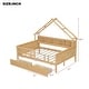 preview thumbnail 20 of 26, Wood House Platform Beds with LED, Storage Shelves, Drawers and Guardrail, Full Size Bed Frame w/Slats Support for Kids