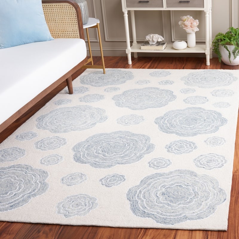 SAFAVIEH Handmade Jardin Vyara French Country Wool Rug - 5' x 8' - Ivory/Grey