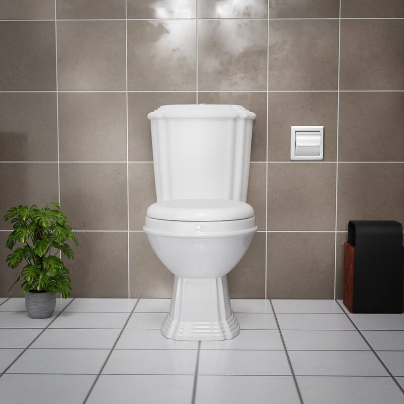 Sheffield White Porcelain Two Piece Elongated Toilet Dual Flush with Slow Close Seat