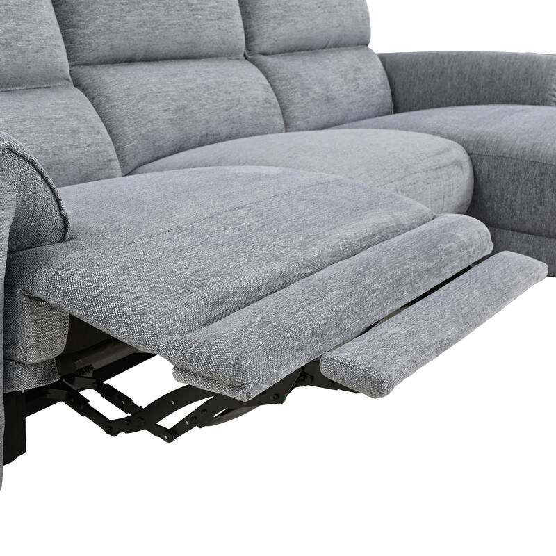 Furniture of America Pirel Modern Chenille L-Shaped Sectional Recliner with Chaise and USB Ports