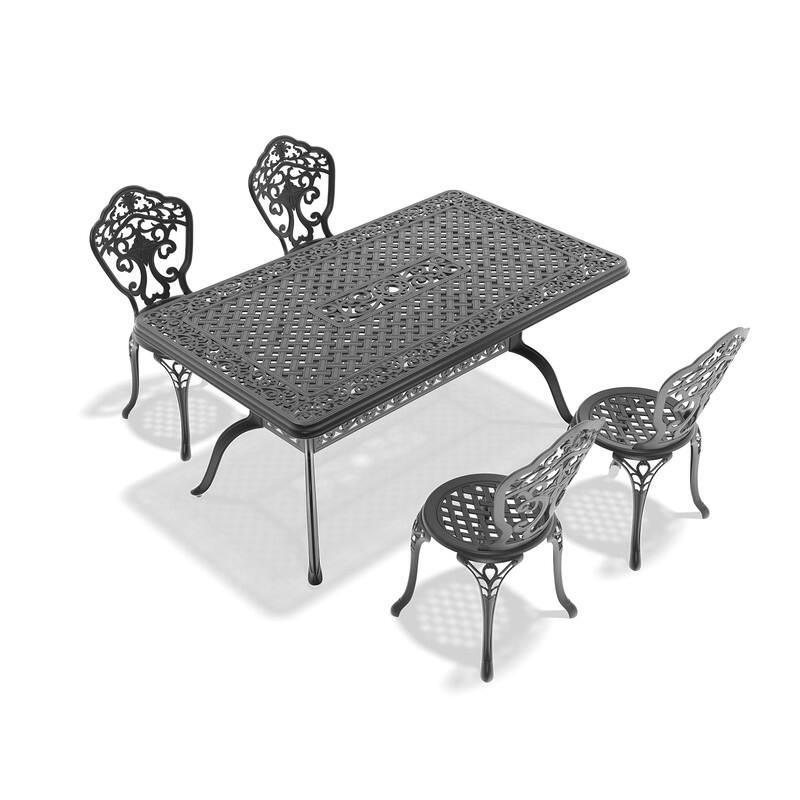 Traditions 5-Piece Patio Outdoor Dining Set with 4 Dining Chairs and Rectangular Dining Table, Rust Free
