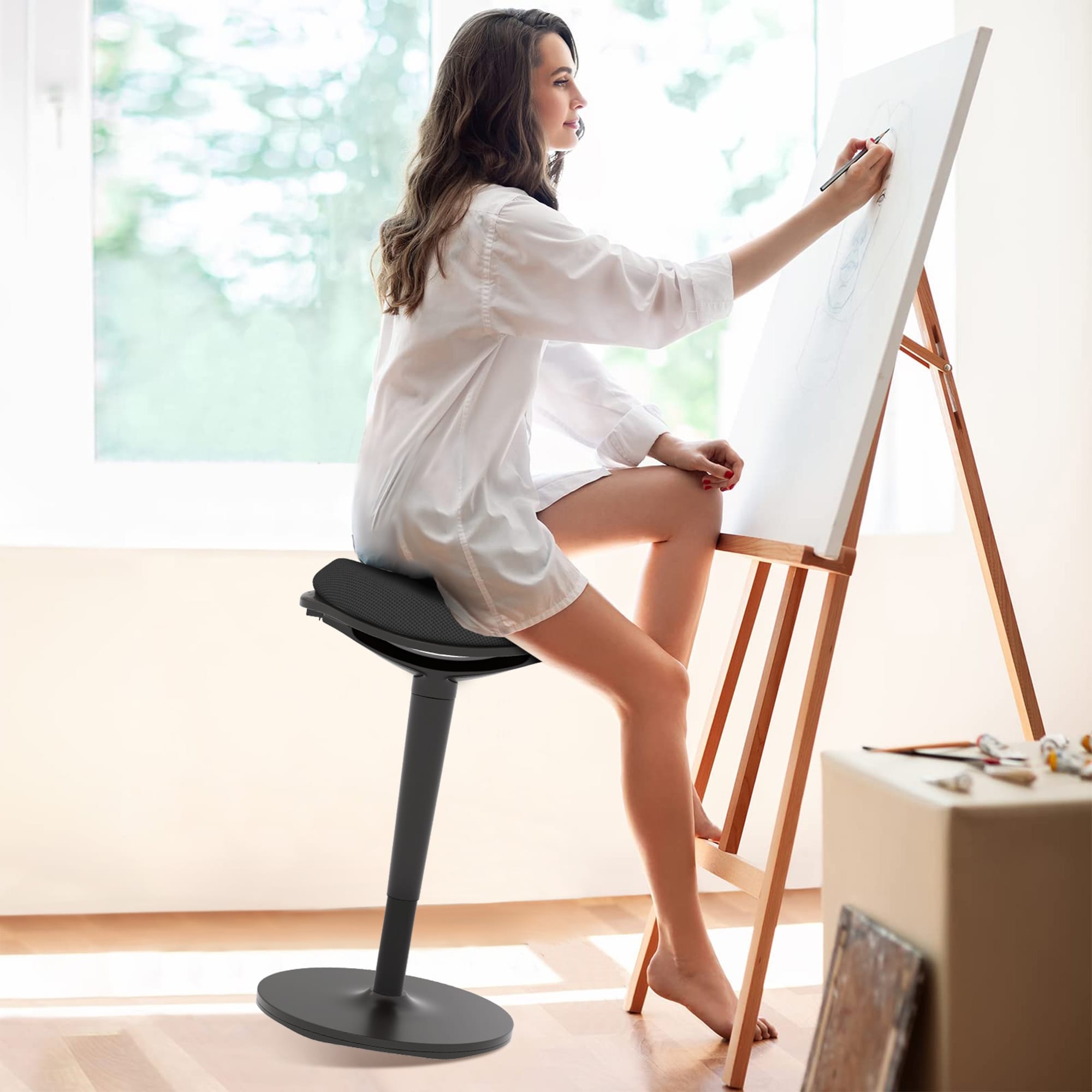 HOMCOM Standing Desk Chair Ergonomic Backless Wobble Stool Height Adjustable Tall Office Chair 22.2 28.1 Inches Bed Bath Beyond 40835565