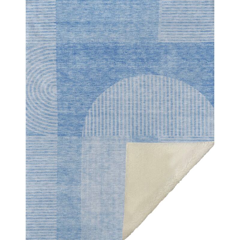 Premium Machine Washable Modern Geo Sherpa Throw Blanket