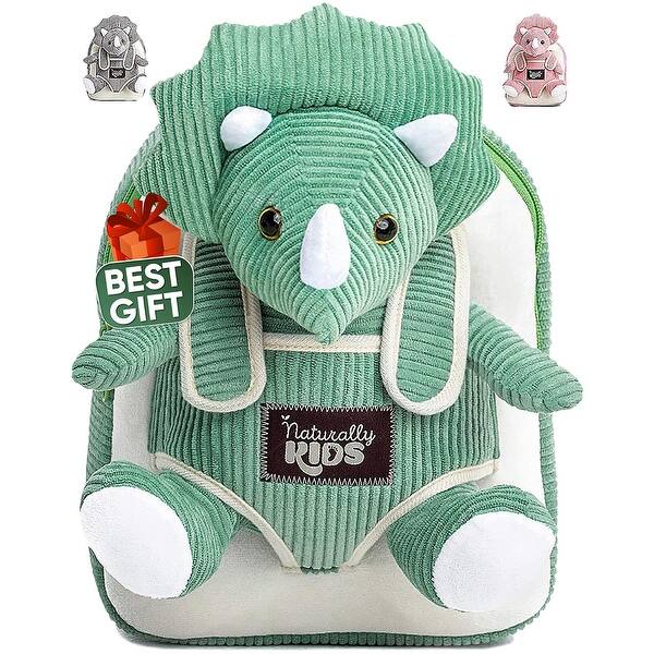 slide 2 of 7, Green Triceratops Plush Stuffed Animal, Dinosaur Gifts for Kids 3-5, Dinosaur Backpack, Toddler Backpack for Boys, Girl 03 Dinosaur Triceratops Green