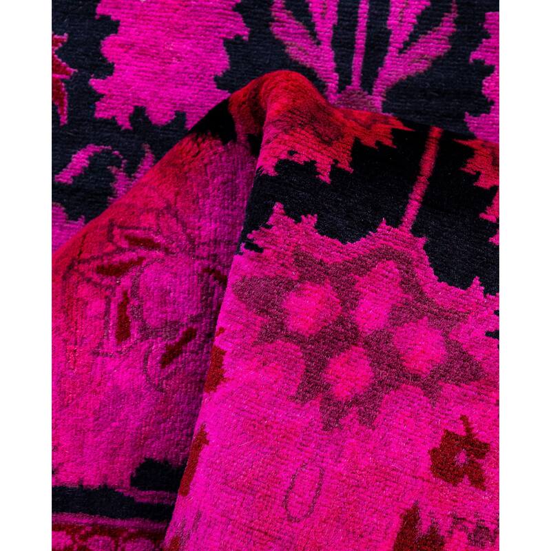 Overdyed One-of-a-Kind Hand-Knotted Area Rug - Pink - 2' 6" x 12' 8"