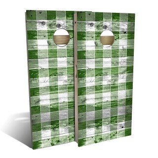 Green Checkered Outdoor Cornhole Board Set
