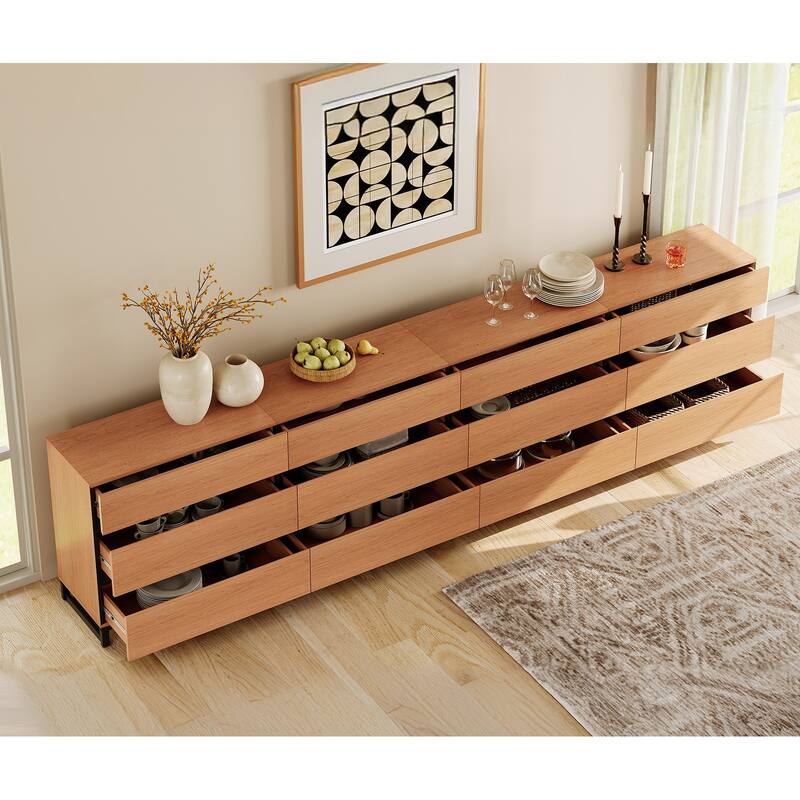 Modern TV Stand for TVs up to 120 inch, 4 in 1 TV Console with 12 Drawers, Media Console Table
