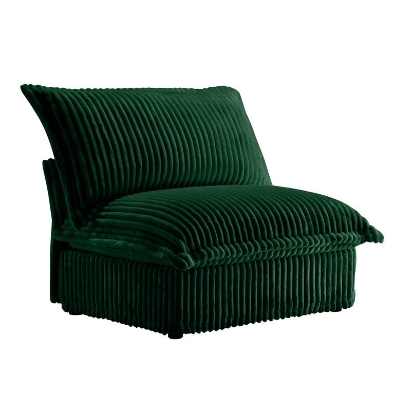 Single Corduroy Deep Seat Armless Accent Chair