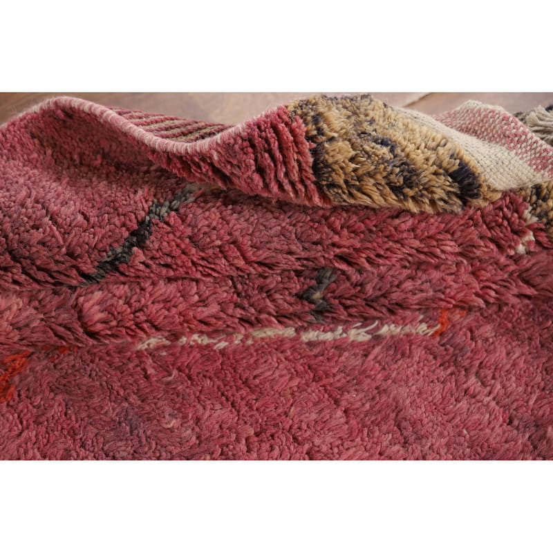 Pink Moroccan Oriental Area Rug Handmade Wool Carpet - 5'10" x 9'8"