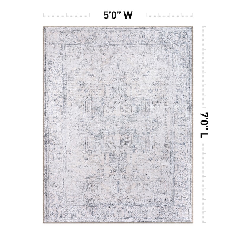 World Rug Gallery Vintage Inspired Distressed Machine Washable Area Rug