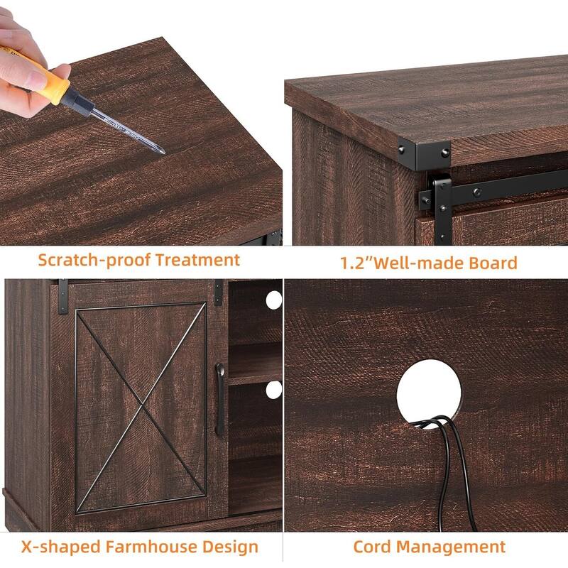 TV Stand, with Sliding Barn Doors, up to 65"