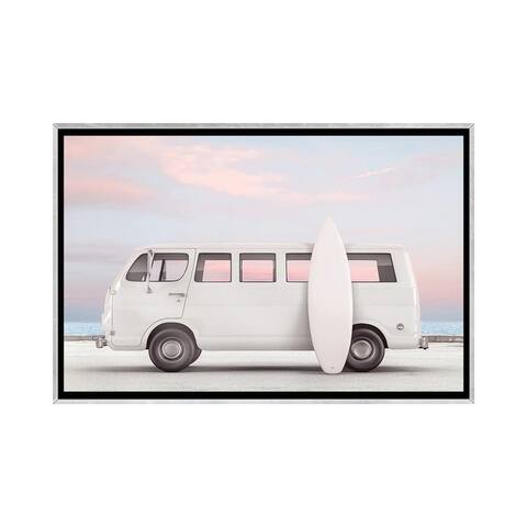 iCanvas "Van And Surfboard" by Tiny Treasure Prints Framed