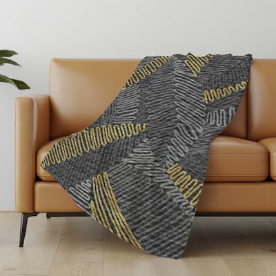 Premium Machine Washable ASB117 Modern Palms Sherpa Throw Blanket