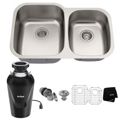 Kraus KBU24-100-75MB Premier 32” Undermount 60/40 Double Bowl 18-Gauge - Stainless Steel
