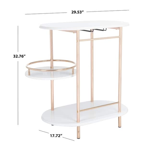 dimension image slide 0 of 3, SAFAVIEH Iva 17.7-Inch Swivel 3-Tier Metal Bar Cart - 29.53" W x 17.72" L x 32.76" H