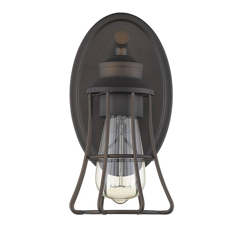 Modern Bronze Wall 1 Light with Cage Shade Flush Mount LED Compatible Sconce for Bathroom or Hallway - 9.75" H x 5" W x 6.25" D