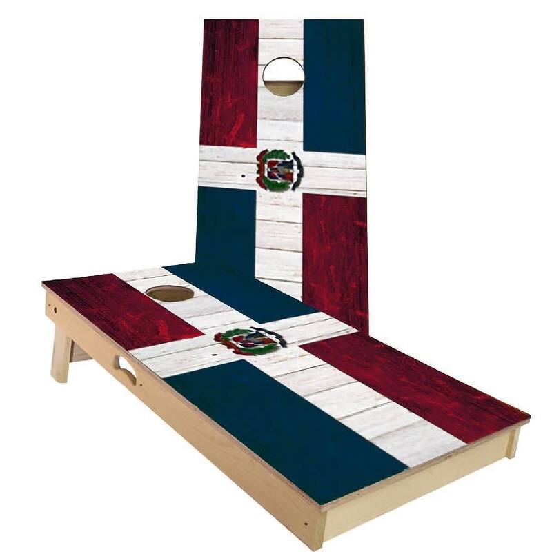 Dominican Republic Flag Outdoor Cornhole Board Set - Backyard 2x4 - NO Accessories