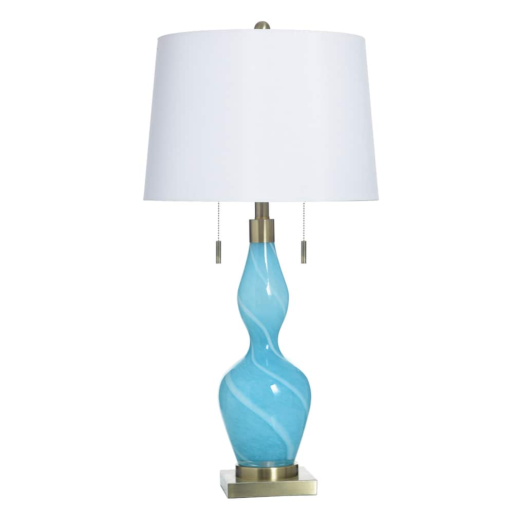 StyleCraft Glass Table Lamp - Shulen Gold - White Shade