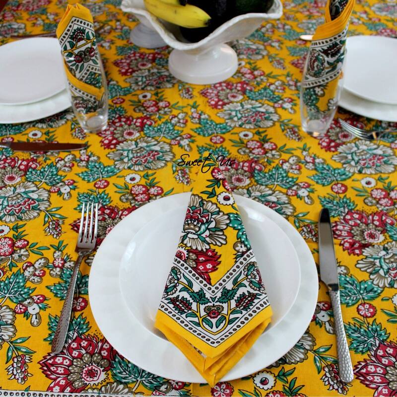 Luxuriant Floral Cotton French Country Tablecloth Collection