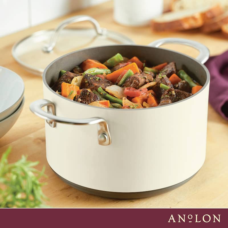 Achieve Hard Anodized Nonstick Saucepot with Lid, 4 Quart, Teal