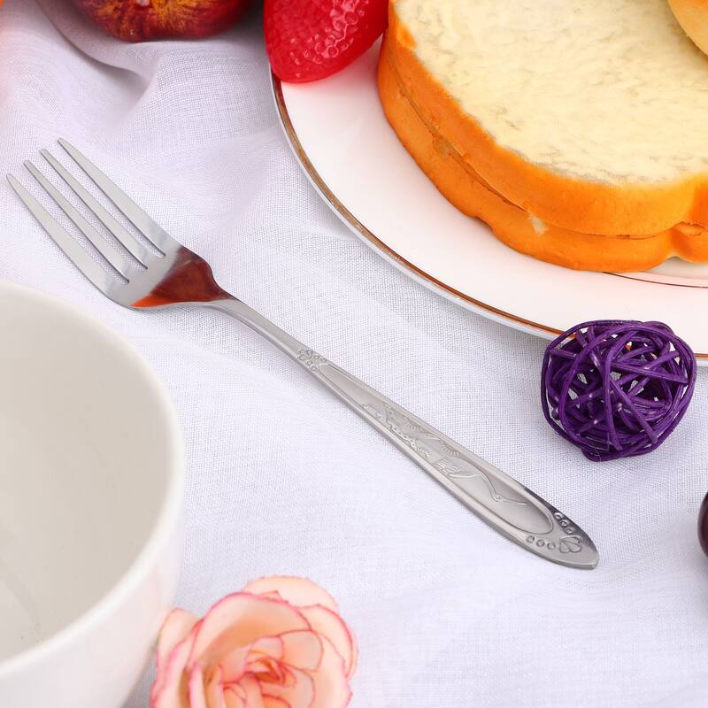 Household Tableware Stainless Steel Dinner Fork 7.3 Inches Length 10 Pcs - Silver Tone