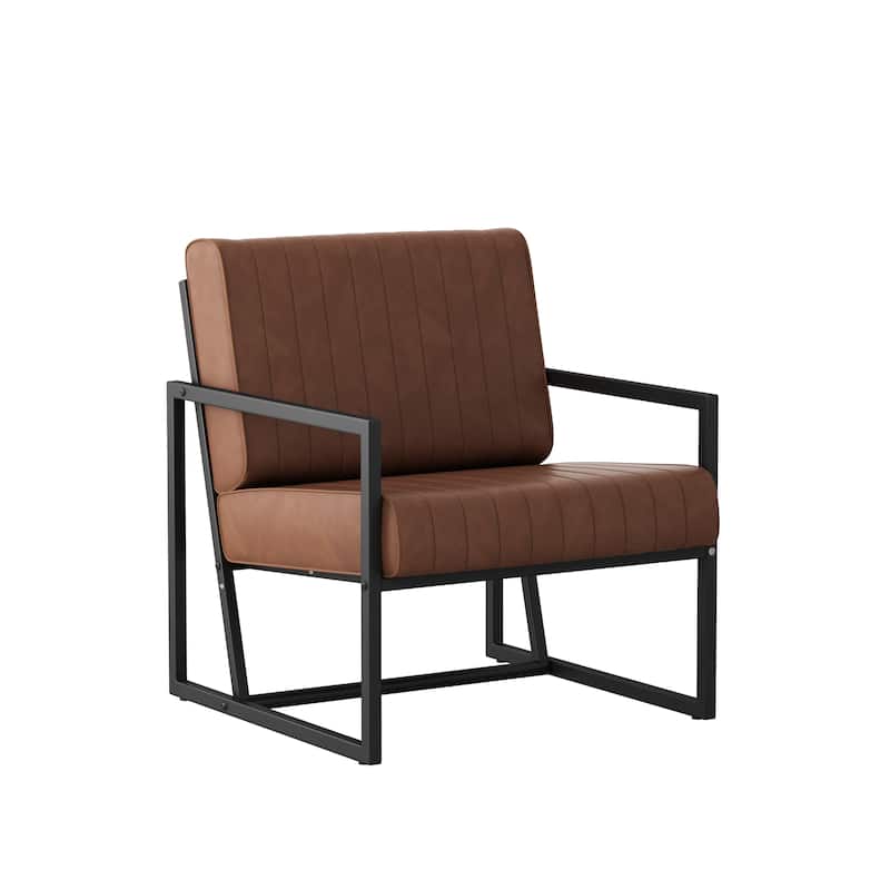 Modern PU Leather Lounge Chairs Single Sofa Chair Armchair with Metal ...