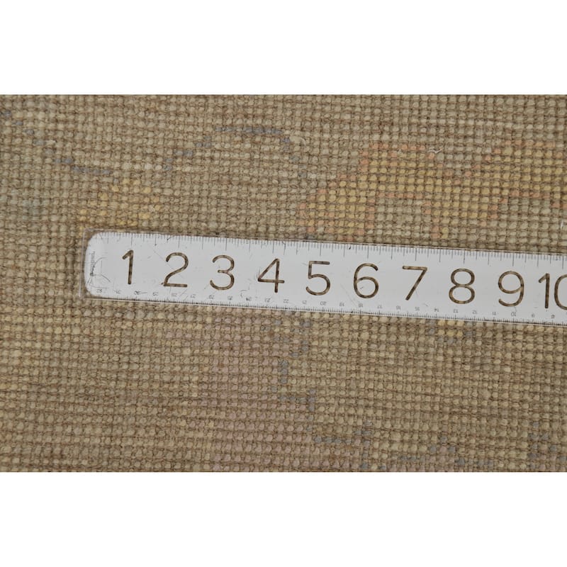 Hand Knotted Oriental 100% Wool Carpet Transitional All-Over Beige & Ivories Oushak Area Rug - 12' 4'' X 9' 0''