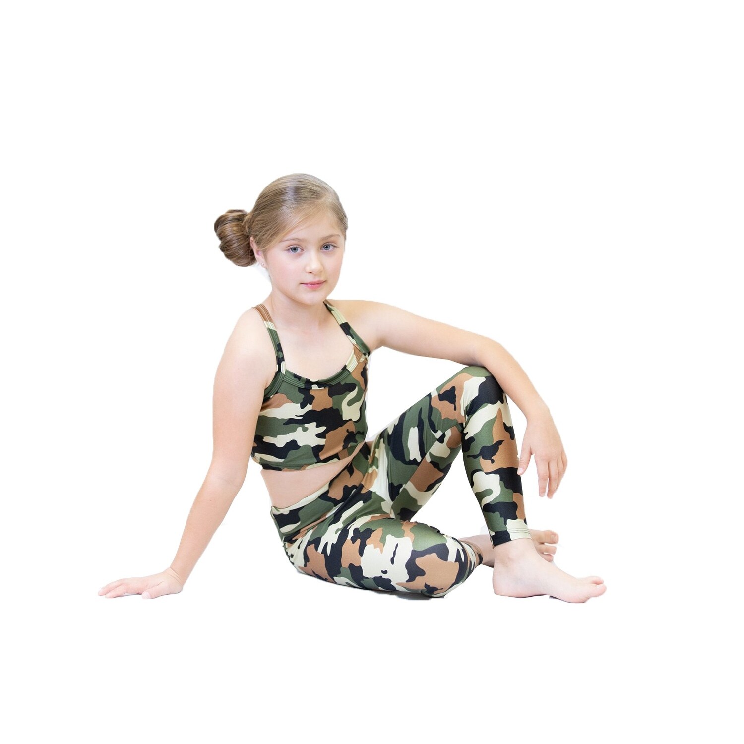 GIRLS ARMY METALLIC LEGGINGS CAMOUFLAGE KIDS FOIL SHINY KIDS CHILDRENS DANCEWEAR