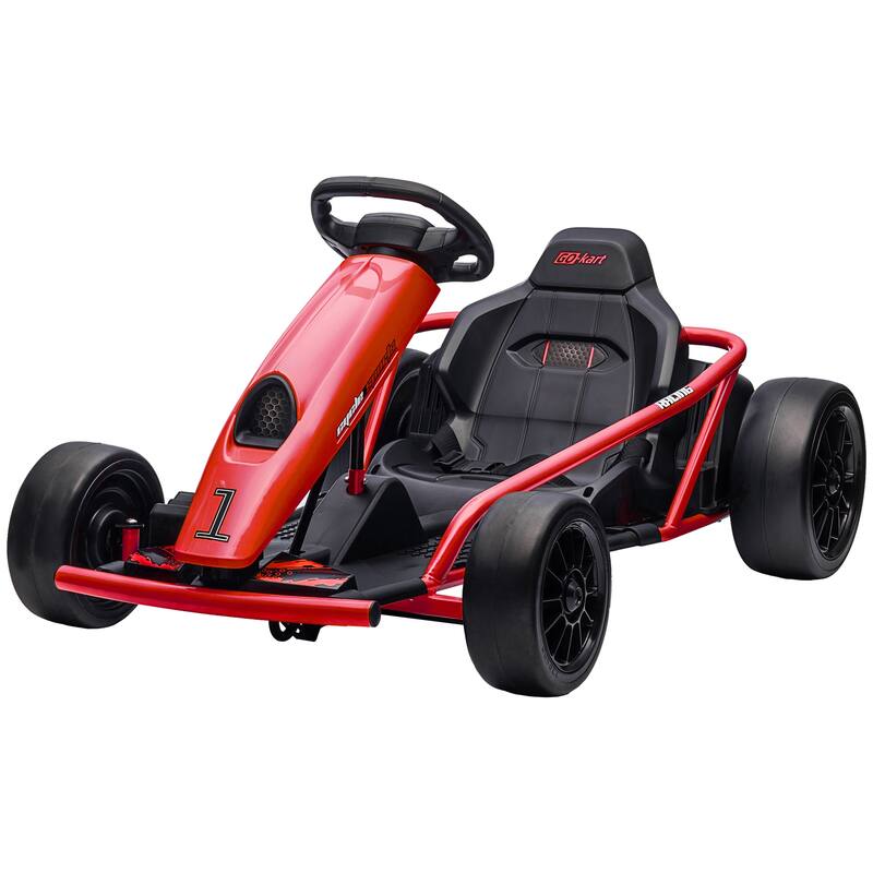 24V Kids Drifting Go Kart, 8.1 MPH with All-Terrain Wheels, Slow Start Technology, Music, Horn, Safety Belt for 8-12 Years Old