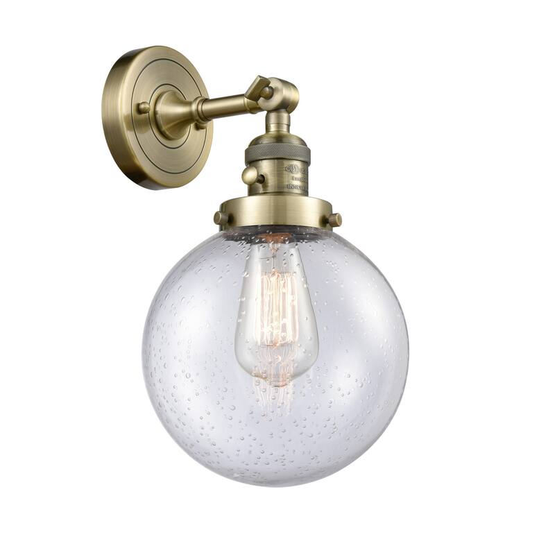 Innovations Lighting Beacon Single Light 14" Tall Bathroom Sconce with - Antique Brass / Seedy