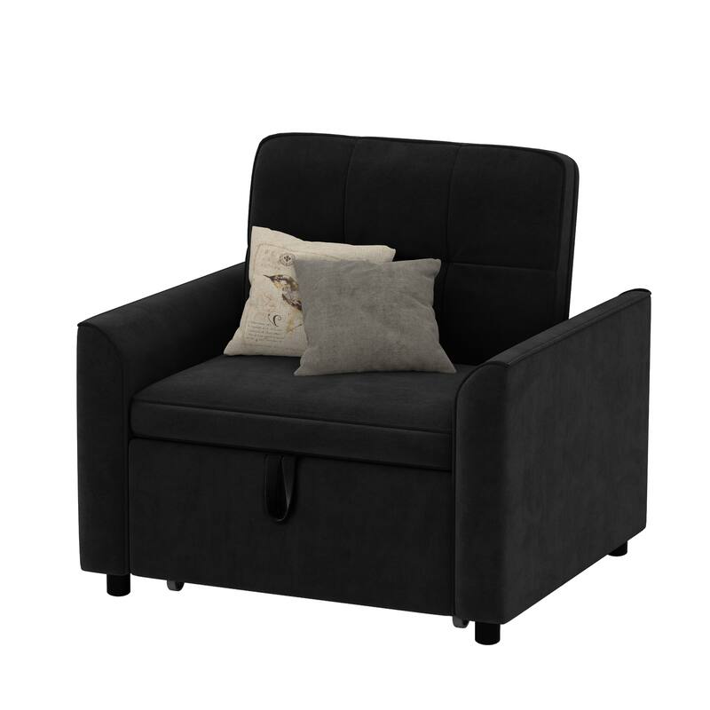 Moasis 3-in-1 Adjustable Sleeper Sofa Bed, Pull Out Chair Sofa for Living Room - Black