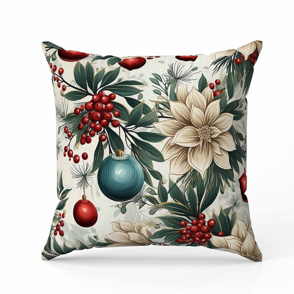 Festive Flurries Faux Suede Reversible Throw Pillow Red and Green