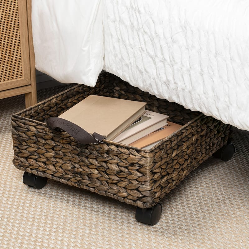 happimess 18.11" Handwoven Storage Bin with Wheels and Handles