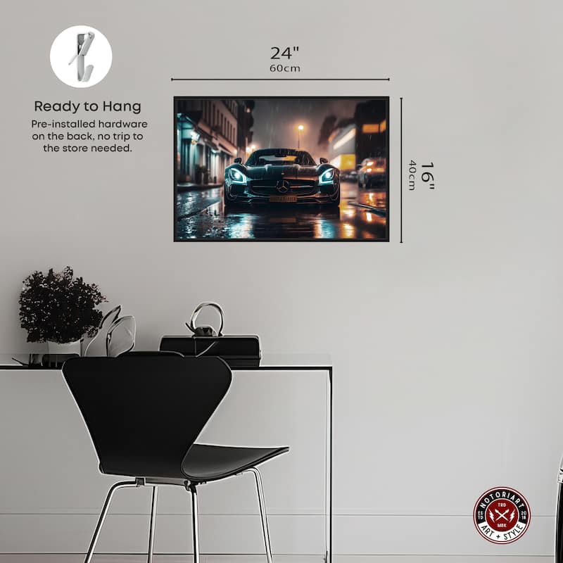 Notoriart Drive Through The Town Framed Car 1 Piece Canvas Wall Art