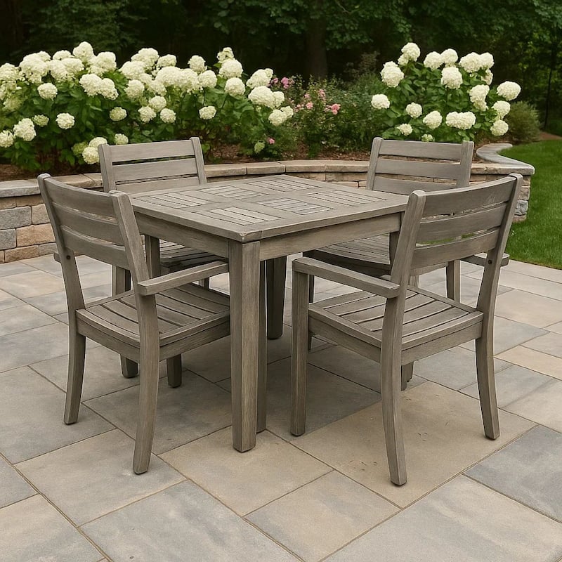 Bops Outdoor Square Side Table, 20 Inch Gray Weather-Resistant Wood