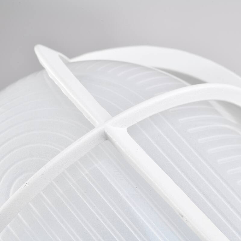 LED Oval Bulk Head Fixture White Finish with White Glass