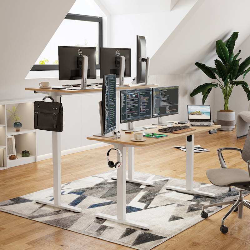 Electric Standing Desk Adjustable Height Sit Stand Home Office Desk With Splice Board
