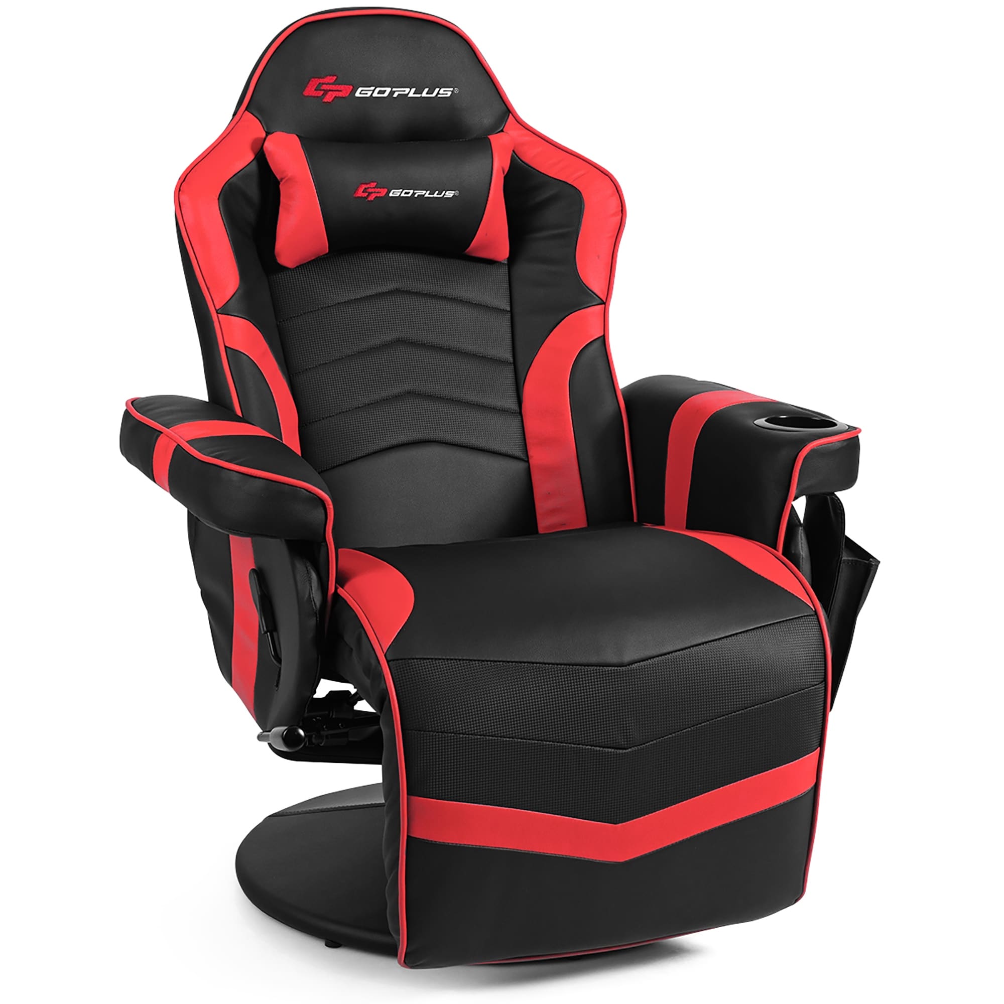 Lucklife Red Gaming Chair Ergonomic Triple Back Support Breathable Leather Reclining Rocking Computer Chair